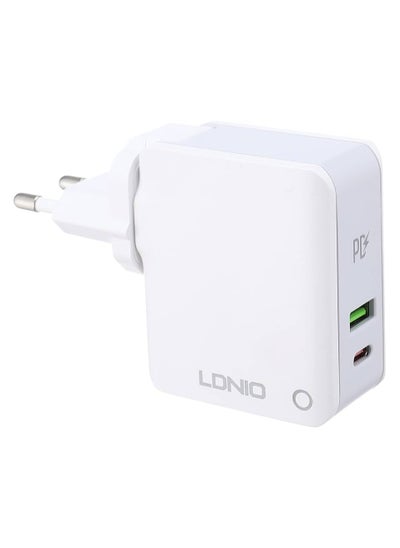 Buy LDNIO A4403C Travel Fast Charger With Cable From Type C To Lightning And USB/Type C Ports - White in Egypt