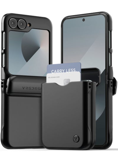 Buy Terra Guard Modern Go Samsung Galaxy Z Flip 6 Case Cover Wallet with [Hinge Protection] and [2 Card Holder] Slot - Black in UAE