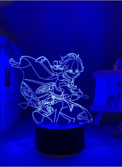 Buy Anime Lamp Genshin Impact Figure Night Light 3D Illusion Game Light for Bedroom Decor LED Light Atmosphere Bedside Kids Remote Control Genshin Kaedehara Kazuha in UAE