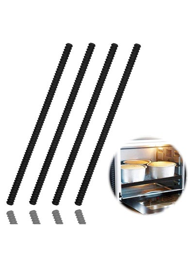 Buy Oven Rack Shields, 4 Pack Heat Resistant Silicone Oven Rack Cover 14 Inches Long Oven Rack Edge Protector, Protect Against Burns and Scars Protector Hot Strip (Black) in UAE