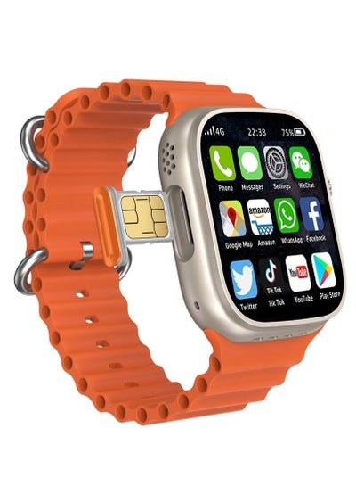 Buy Modio 4G Ultra max android smart watch HD 2.2 inch full touch screen with 3 set strap and wireless charger for men's and boy's (Cellular) Orange 4GB RAM / 64GB ROM in UAE