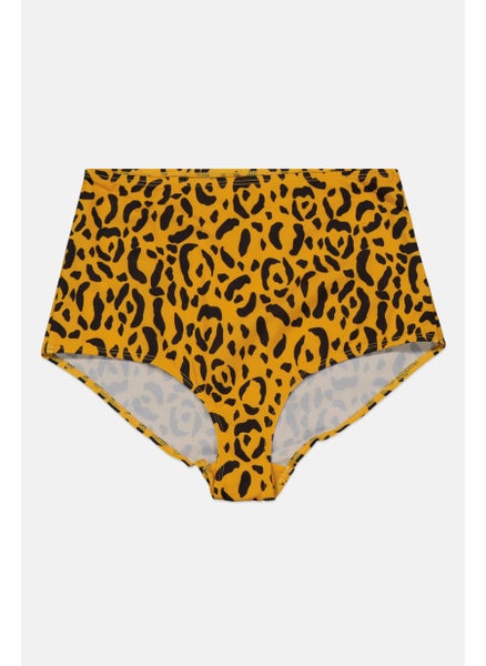 Buy Women Animal Print Bikini Bottom, Black/Yellow in UAE