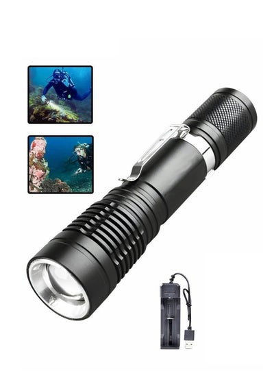 Buy Led Rechargeable Diving Flashlight Waterproof Underwater Lights Night in Saudi Arabia