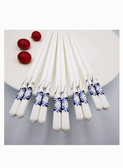 Buy Ceramic Chopsticks Set of 5, Porcelain Chopsticks, Cute Chinese Porcelain Chopsticks Easy to Clean, Great Replacement of Plastic/Wooden Chopsticks, Reusable Chopsticks Dishwasher Safe, 9.7Inch in UAE