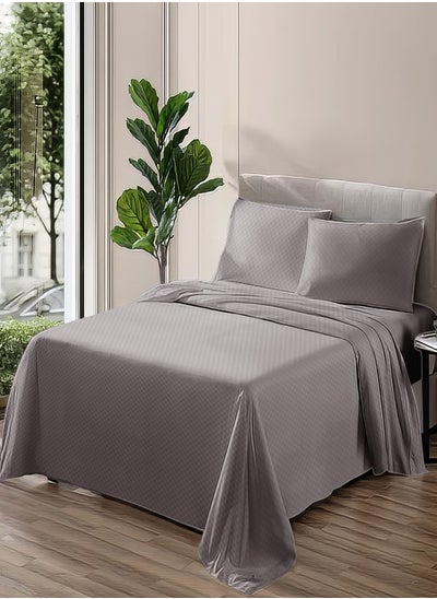 Buy Plain flat sheet set and pillowcases with fabric color pattern - Color: Dark Grey - Pillowcase size: 50*70. in Egypt