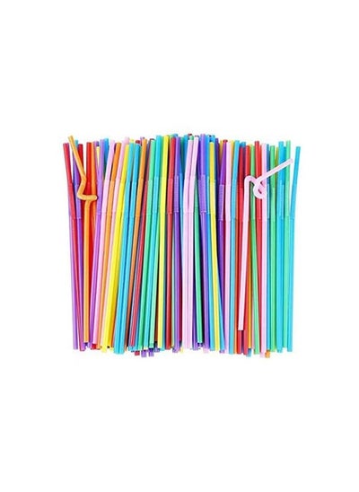 اشتري Colorful 100pcs/lot Plastic Flexible Drinking Bendable Straw, For Valentine'S Day Wedding Birthday Party Decoration Gift في الامارات