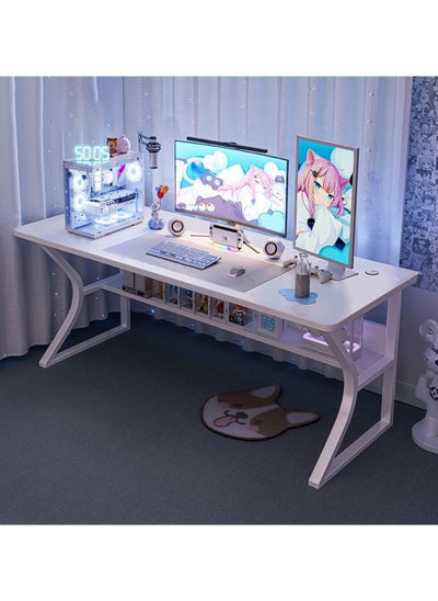 Buy Computer Gaming Desk Multipurpose Under-Storage C-Shaped Modern Table in UAE