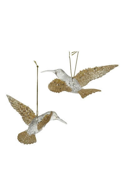 Buy Kaemingk Hummingbird Plastic Champagne Glitter, Assorted 1 Piece. in UAE