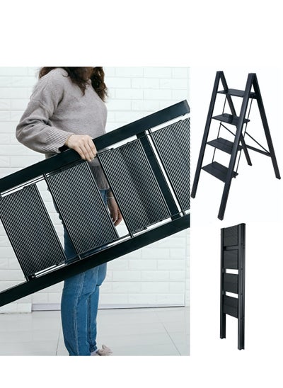 Buy Multipurpose Step Ladder Folding Ladder with Anti-Slip Pedal Folding Step Stool Portable Lightweight Foldable Stepladder for Home Kitchen Library Office 150 KG Capacity (4 STEPS) in UAE