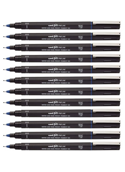 اشتري 12-Piece Fineline Pen 0.5mm Tip Blue Ink في الامارات