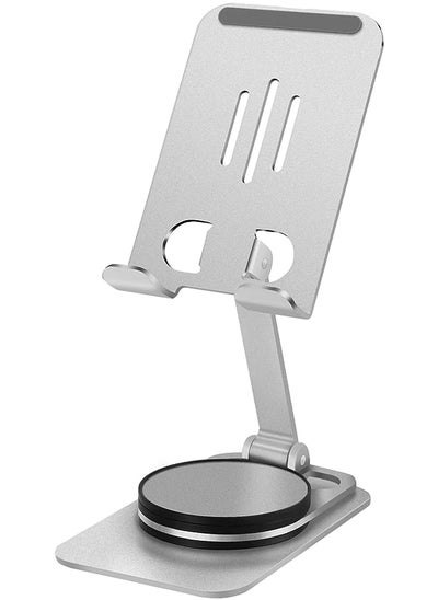 اشتري Stand, 360 Rotating Aluminum Alloy Mobile Stand, Vecolla Adjustable Phone Holder for Mobile Phone, Foldable iPhone Stand Mobile Holder Compatible With iPhone Samsung Redmi Oneplus(Silver) في الامارات