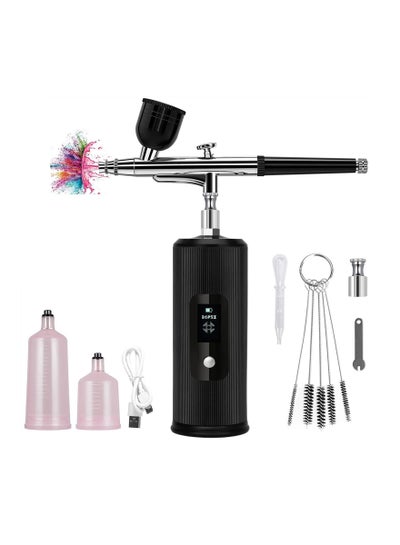 Buy Portable Airbrush with Compressor Rechargeable USB Airbrush Kit Handheld Cordless Air Brush Pen with LCD Screen Black in Saudi Arabia