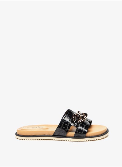 Buy Chain Accented Slip-On Sandals in UAE