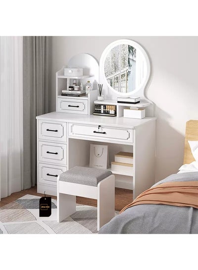 Buy Multifunctional Bedroom With Drawer Storage Dresser 137*80*40 cm in UAE