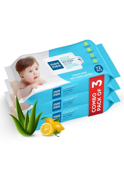 Buy Soft Gentle Baby Wet Wipes (72 Wipes) Pack Of 3 | Infused With Aloe Vera And Lemon Extract | Paraben & Sulfate Free | Cleansing Wipes | Wipes Combo For Babies in UAE