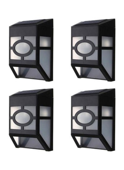 اشتري 4-Piece Outdoor Solar LED Wall Lamp Black في السعودية