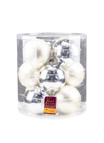 Buy Gulf Flowers Glass Christmas Balls – Plain, 12 Pcs Ornament for Tree & Holiday Decoration in UAE