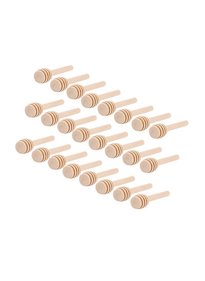 Buy 24-Piece Wooden Honey Dipper Stick Beige 19 x 5 12centimeter in Saudi Arabia