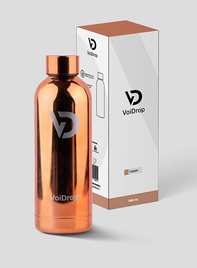 Buy VOIDROP Copper 20oz Bamboo cap bottle Vacuum Insulated Water Bottle Double Layer Stainless Steel Sports Water Bottle Leak Proof Water Bottle for Office school and Gym 500ML in UAE