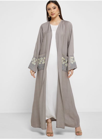 Buy Embroidered Pocket Detail Abaya in UAE