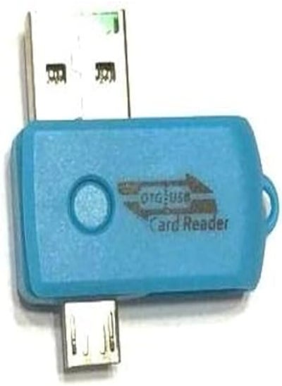 Buy Blue Micro to USB OTG Converter with Memory Card Reader / V8 Input & USB Output in Egypt