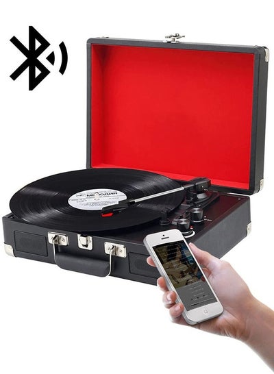 Buy Bluetooth Portable Suitcase Record Player,Vinyl Record Player Turntable with Built-in Bluetooth Receiver,2 Stereo Speakers,3 Speed 3 Size Belt Driven Vintage Player for Entertainment AUX in RCA Out in Saudi Arabia