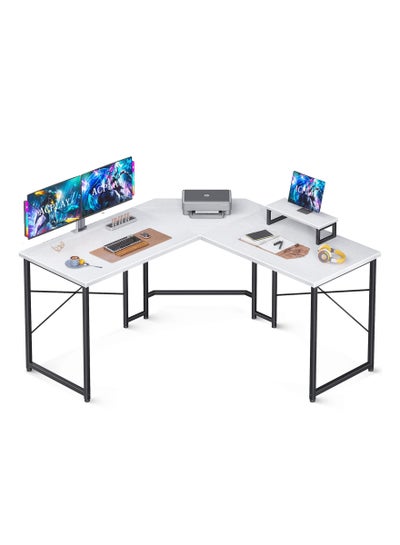 Buy L-Shaped Gaming Desk with Monitor Stand - Computer Desk for Home Office, Corner Desk Table, Sturdy Writing Workstation in Saudi Arabia