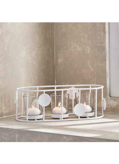 اشتري Alena Metal Leaf 3 Tealight Holder with Glass Votive 30 x 12 x 12 cm في السعودية