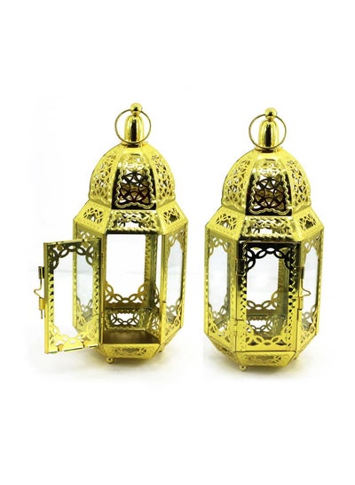 Buy Golden Radiance Metal Lantern 13x30.5cm of Timeless Elegance in UAE