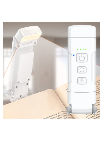 Buy Book Light with Timer, USB Rechargeable Reading Light with Memory Function, 1.4 oz Ultralight Clip-on Bookmark Light, 3 Colors & 5 Brightness, 500 mAh Up to 80+Hrs, Perfect for Bookworms(White) in UAE