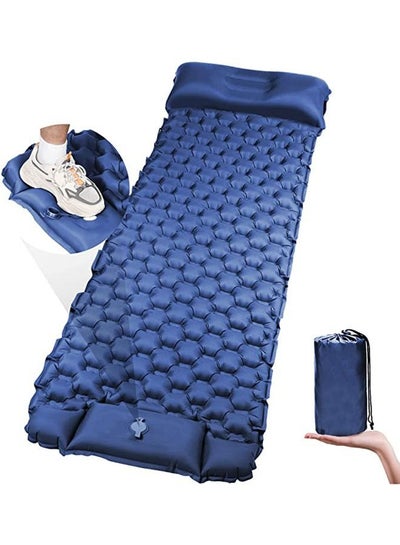 Buy Sleeping Pad Ultralight Inflatable Sleeping Pad for Camping, 75''X25'', Built-in Pump, Ultimate for Camping, Hiking - Airpad, Carry Bag, Repair Kit - Compact & Lightweight Air Mattress(Blue) in Saudi Arabia
