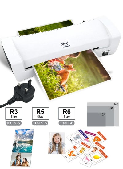 اشتري Laminator, A4 Lamination Machine, 9 Inch Hot and Cold Laminating Machine with 300PCS Laminating Sheets, Portable A3 A5 Laminater for Home School Office White في السعودية