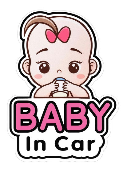 اشتري Baby in Car Stickers Sign and Decal for Girl 2 Pieces Baby Car Sticker Removable Safety Sticker Notice Board Cute Baby Window Car Sticker On Board Stickers في الامارات