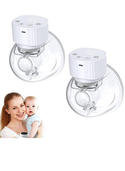 اشتري Breast-Pump Electric, Wearable Breast Pump, Electric Hands Free Breast Pumps With 3 Modes, 9 Levels, LCD Display, Low Noise Rechargeable Double Milk Extractor (White-2pcs) في السعودية