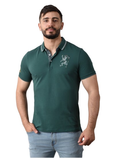 Buy Men's Lion Polo - Green in Saudi Arabia