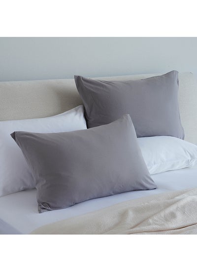 اشتري Snug Cotton Jersey 2-piece Pillow Case Set 50x75cm - Grey في الامارات