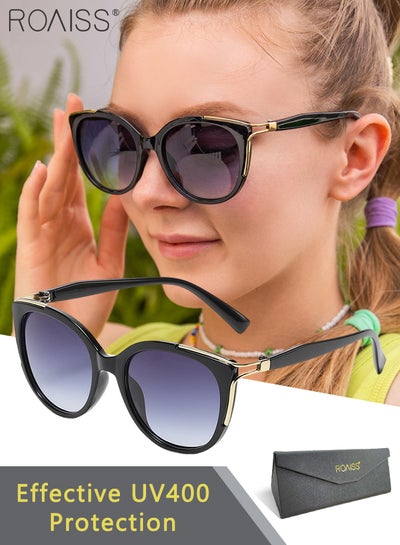 Buy Women's Cat Eye Sunglasses, UV400 Protection Sun Glasses with Metal Hollow Design, Fashion Anti-glare Sun Shades for Women with Glasses Case, 53mm in Saudi Arabia