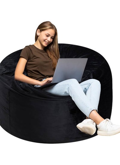 Buy Comfy Classic Velvet Black Large Plush Bean Bag in UAE