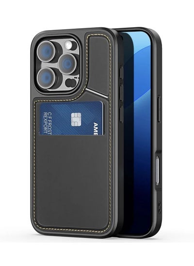 Buy DUX DUCIS Rafi II Series Case for iPhone 16 Pro Case Wallet with Kickstand and Credit Card Holder Compatible with MagSafe Leather Heavy Duty Protective Case Cover (Black) in Egypt