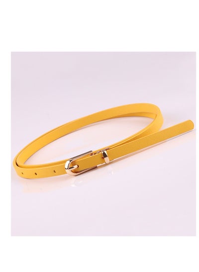 اشتري Dress With Sweater Thin Belt Women's Versatile Needle Button PU Small Belt 105cm Yellow في الامارات