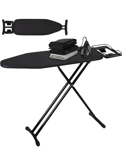 Buy Ironing Board with Heat Resistant Cover and Thicken Felt Pad, Adjustable Height ironing board, Ironing Board with Heavy Sturdy Legs (Black) in UAE