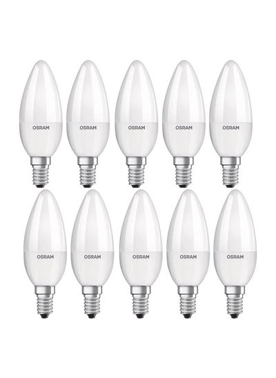 اشتري 10-Piece E14 Classic B40 Value 4.9W 2700K Frosted LED Bulb Warm White في الامارات