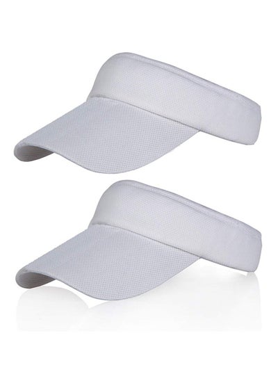 اشتري White Sun Visors for Women and Girls, Long Brim Thicker Sweatband Adjustable Hat for Golf Cycling Fishing Tennis Running Jogging and Other Sports في السعودية