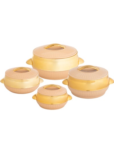 اشتري Hotpot Set of 4 pieces Inner Stainless Steel beige with gold في السعودية