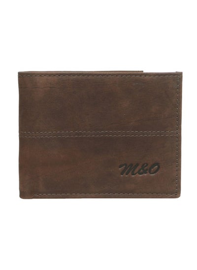 Buy M&O Men Leather Wallet With Attached Flip Pocket, Brown in Egypt