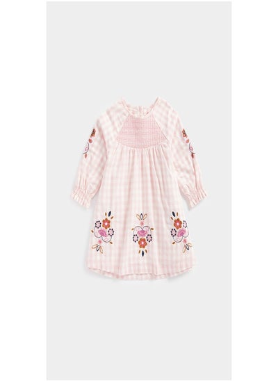 Buy Pink Check Smocked Dress in UAE