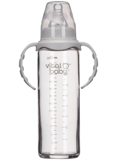 اشتري Nurture Glass Baby Feeding Bottle with Handles, 240ml, 0+ Months, Clear في الامارات