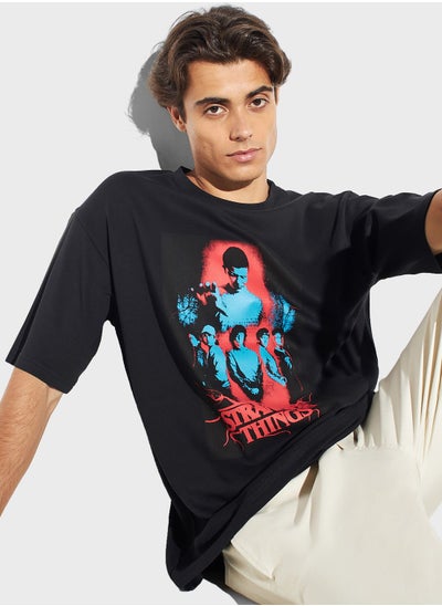 Buy Stranger Things Print Crew Neck T-Shirt in UAE