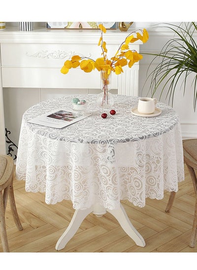 Buy Round White Openwork Table Runner with Beautiful Decoration Diameter 120 cm in Saudi Arabia