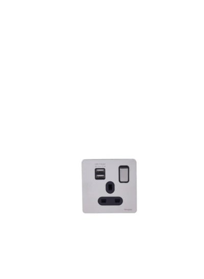 Buy Schneider Ultimate 13Ax 1G Switched Socket Comb. 2 with USB SS Black - GGBGU34102USBABSS in UAE